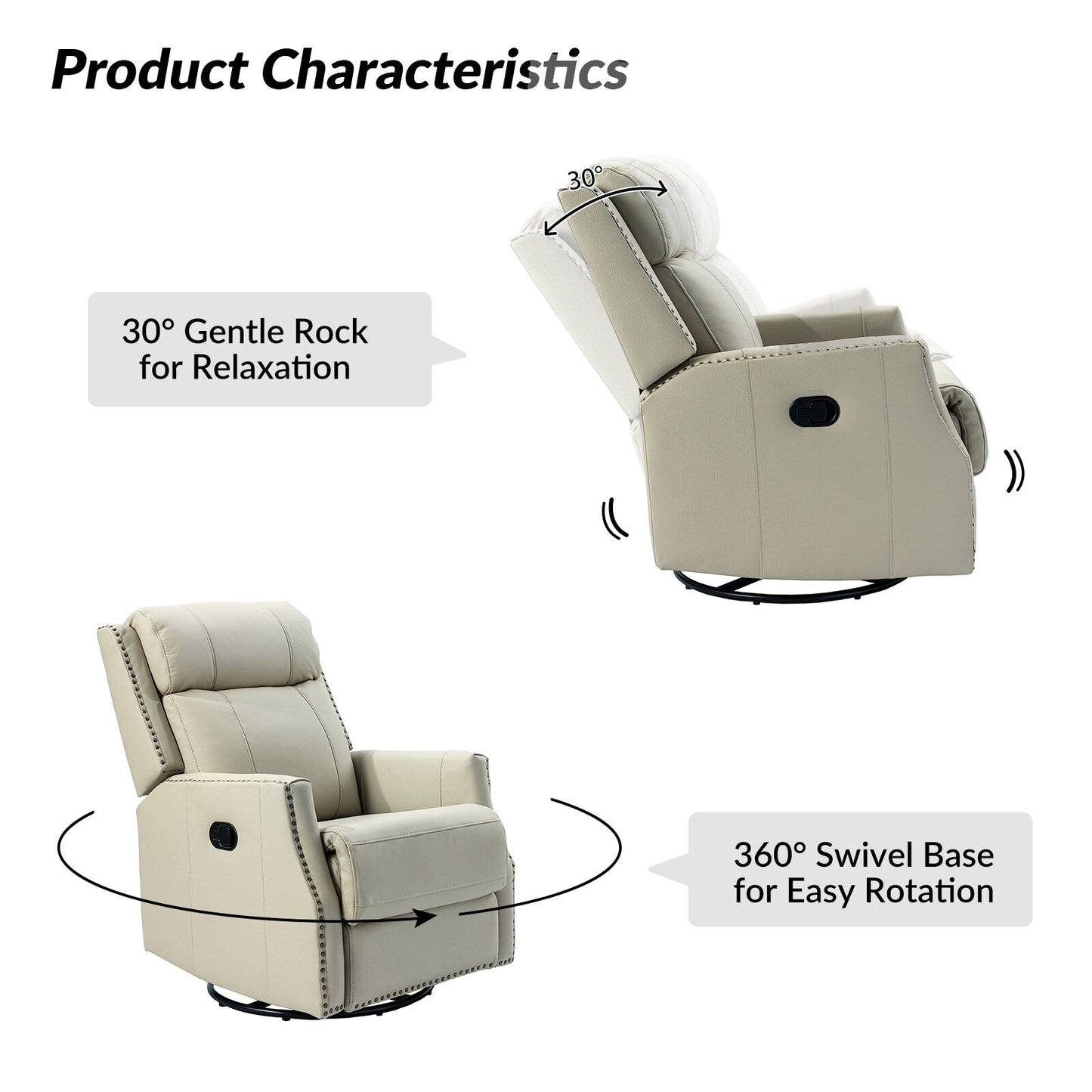 Set di 2 sedie girevoli per bambini Demeter in vera pelle moderna con finiture in borchie di HULALA HOME