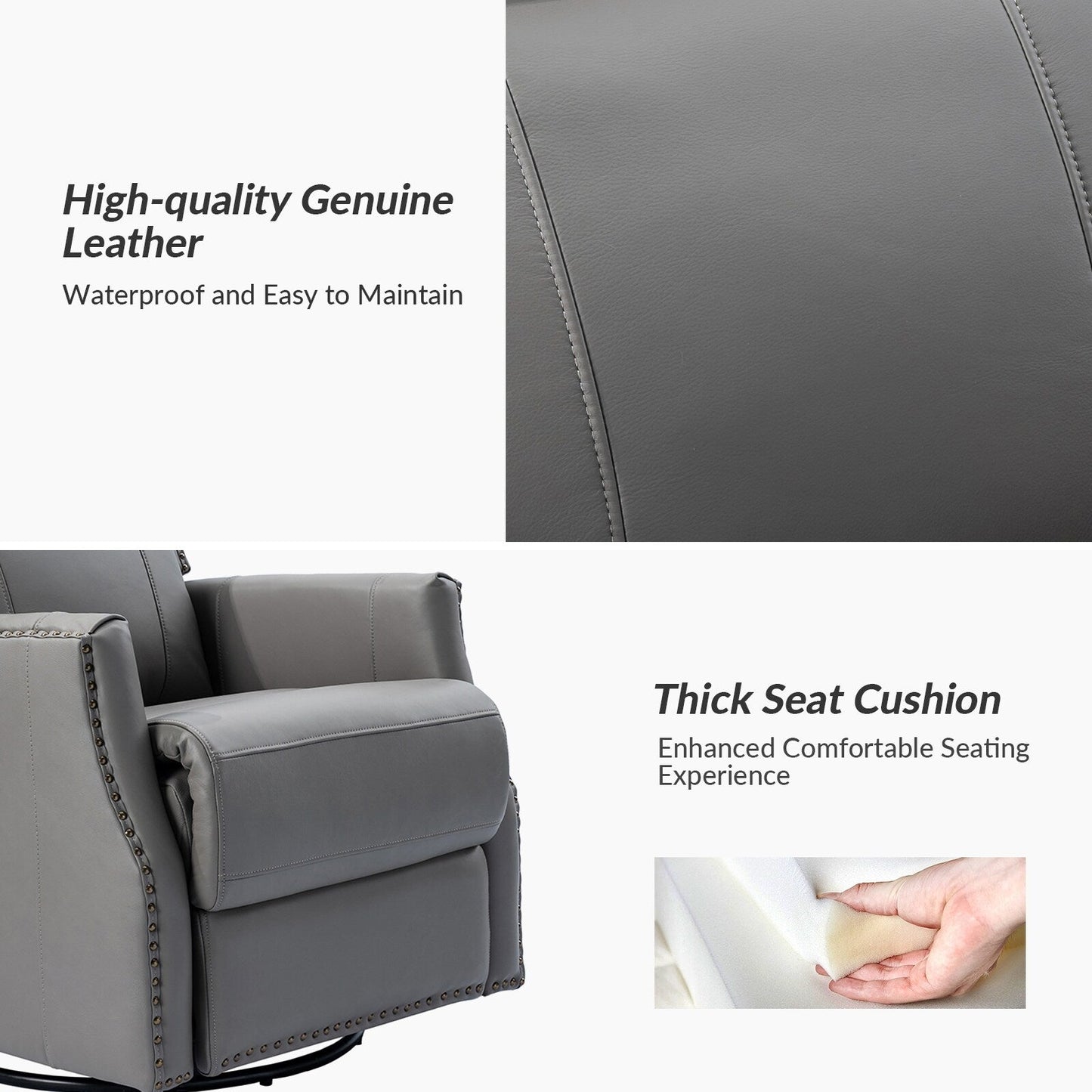 Set di 2 sedie girevoli per bambini Demeter in vera pelle moderna con finiture in borchie di HULALA HOME