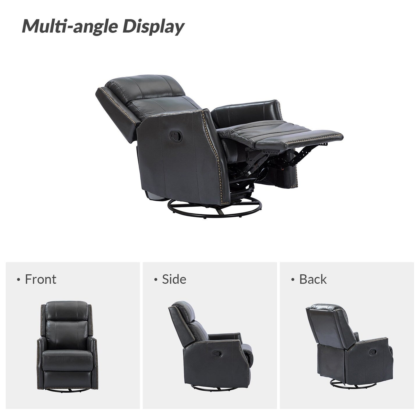 Set di 2 sedie girevoli per bambini Demeter in vera pelle moderna con finiture in borchie di HULALA HOME