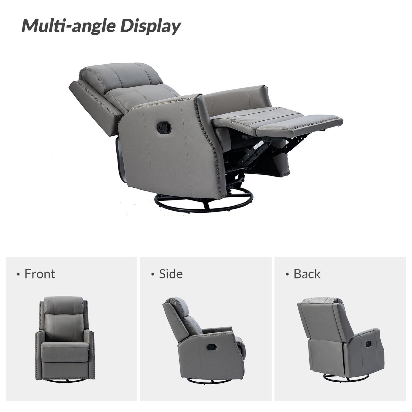 Set di 2 sedie girevoli per bambini Demeter in vera pelle moderna con finiture in borchie di HULALA HOME