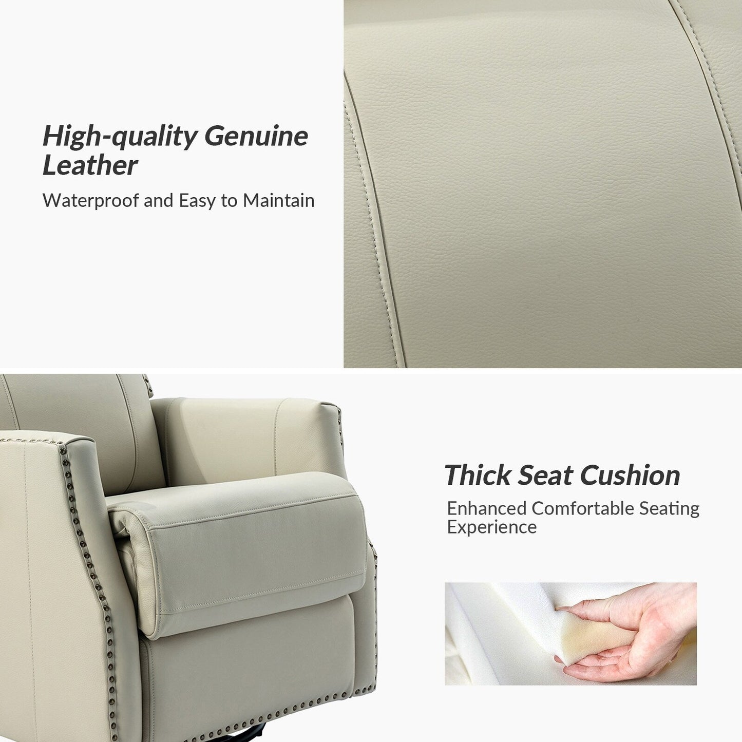 Set di 2 sedie girevoli per bambini Demeter in vera pelle moderna con finiture in borchie di HULALA HOME