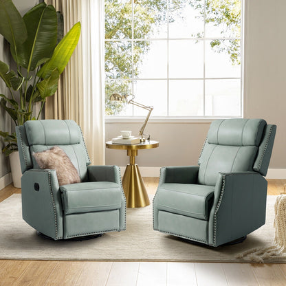 Set di 2 sedie girevoli per bambini Demeter in vera pelle moderna con finiture in borchie di HULALA HOME