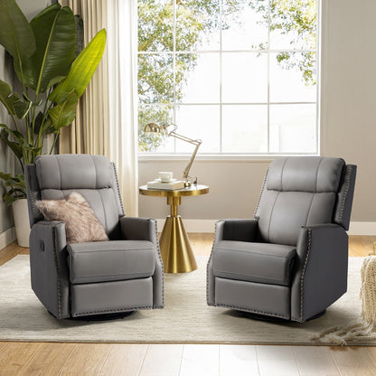 Set di 2 sedie girevoli per bambini Demeter in vera pelle moderna con finiture in borchie di HULALA HOME