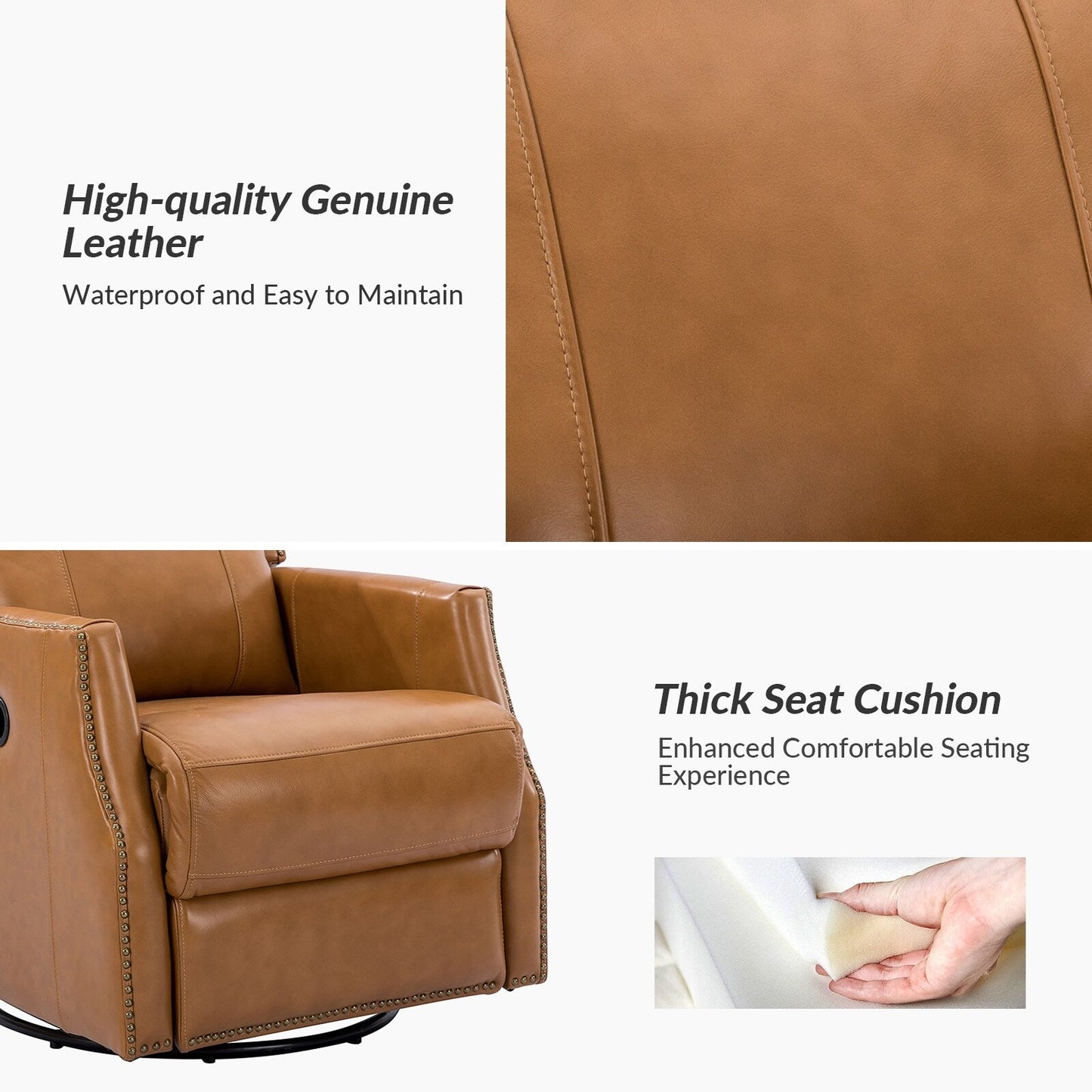 Set di 2 sedie girevoli per bambini Demeter in vera pelle moderna con finiture in borchie di HULALA HOME