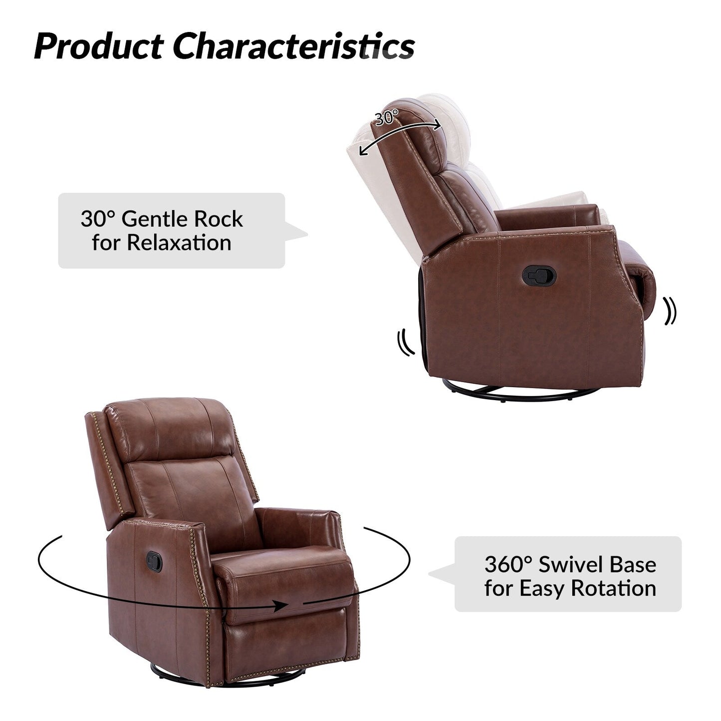 Set di 2 sedie girevoli per bambini Demeter in vera pelle moderna con finiture in borchie di HULALA HOME