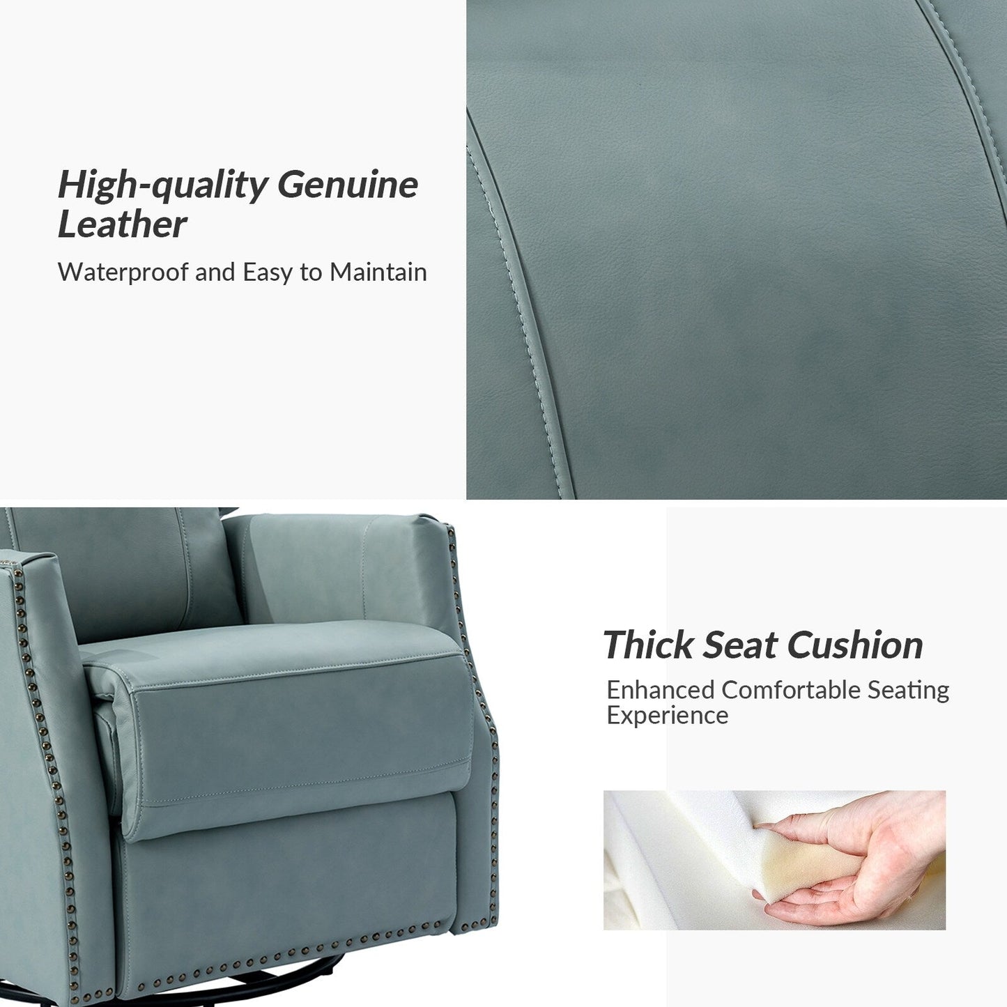 Set di 2 sedie girevoli per bambini Demeter in vera pelle moderna con finiture in borchie di HULALA HOME