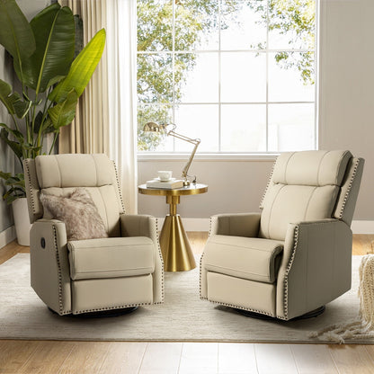 Set di 2 sedie girevoli per bambini Demeter in vera pelle moderna con finiture in borchie di HULALA HOME