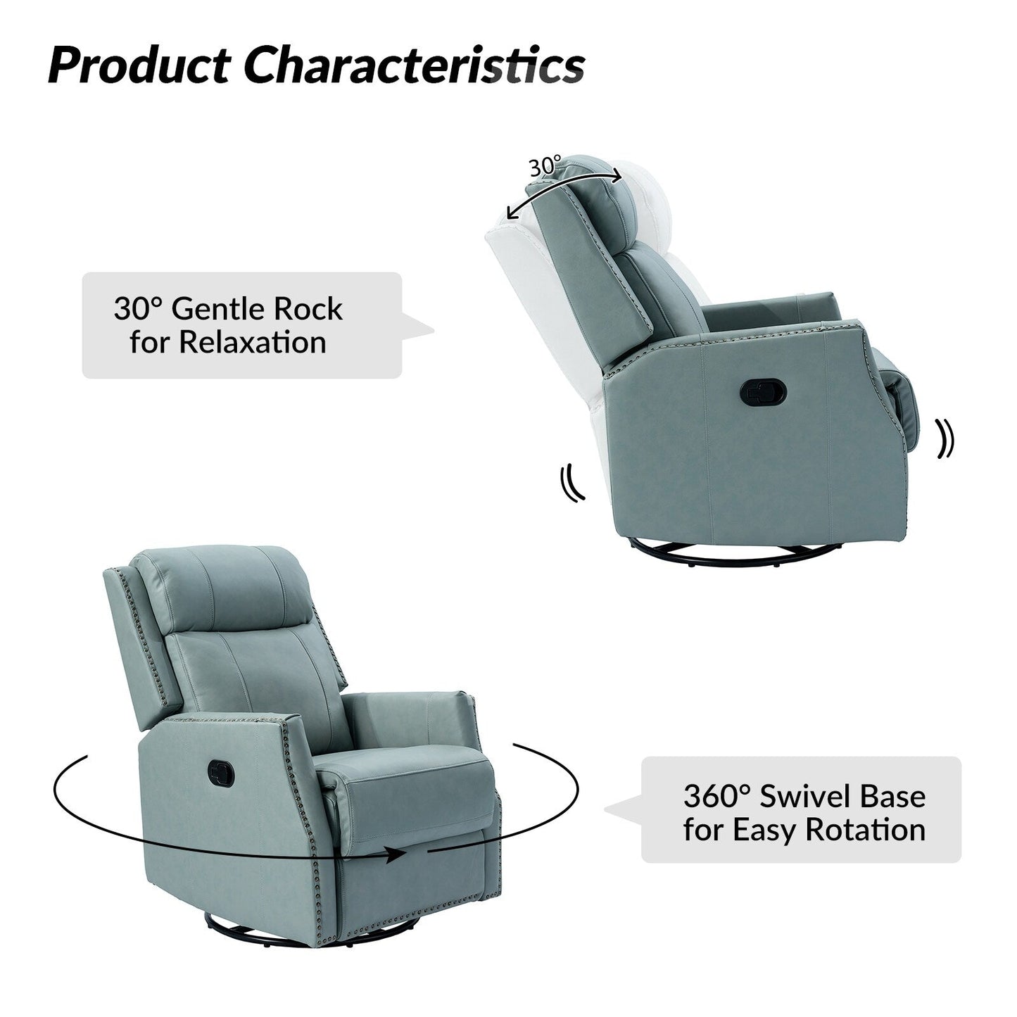 Set di 2 sedie girevoli per bambini Demeter in vera pelle moderna con finiture in borchie di HULALA HOME