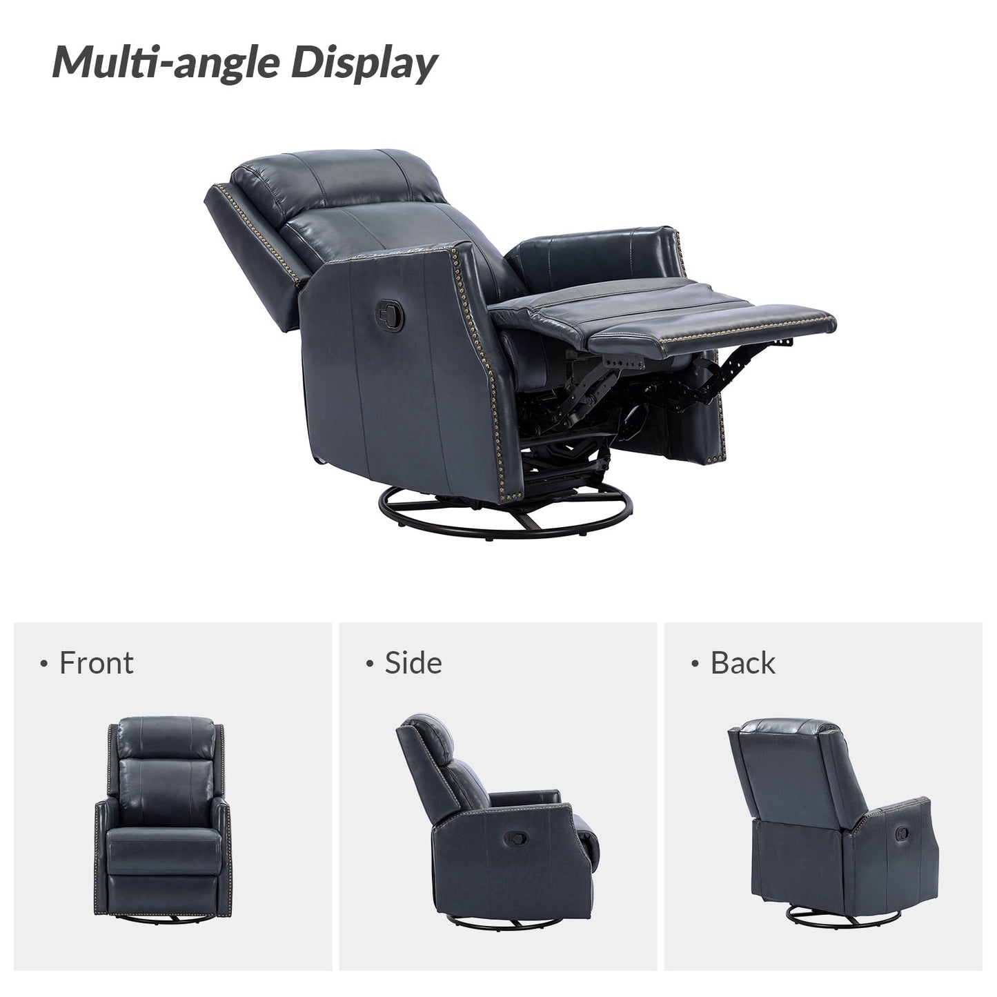 Set di 2 sedie girevoli per bambini Demeter in vera pelle moderna con finiture in borchie di HULALA HOME