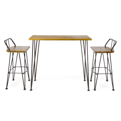 Set da bar in legno industriale da esterno Denali da 3 pezzi di Christopher Knight Home