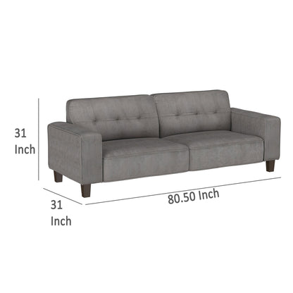 Divano Dero, 81 pollici di larghezza, braccioli moderni e larghi, velluto a coste sintetico grigio