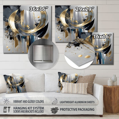 Designart Forme e linee astratte I Arte murale astratta in marmo e metallo