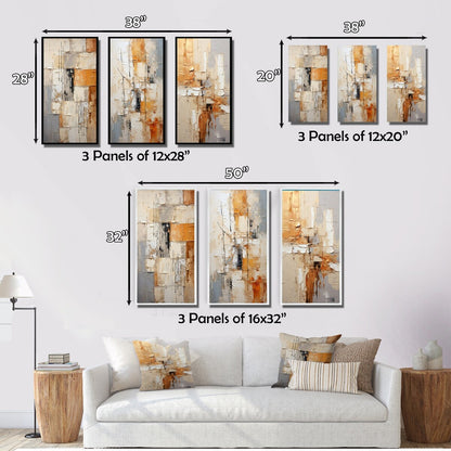 Designart Abstraction I Set di 3 quadri astratti con cornice per la decorazione della parete della casa