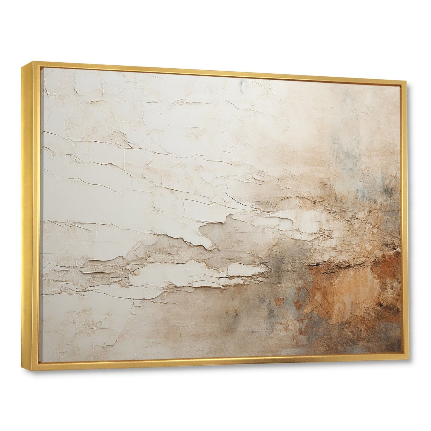 Designart Beige e Marrone Pittura Astratta Fusione Quadro Incorniciato Arte Murale Soggiorno