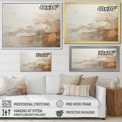 Designart Beige e Marrone Pittura Astratta Fusione Quadro Incorniciato Arte Murale Soggiorno
