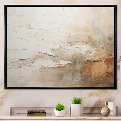 Designart Beige e Marrone Pittura Astratta Fusione Quadro Incorniciato Arte Murale Soggiorno
