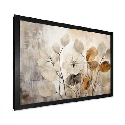 Designart Beige Botanical Impressions III Abstract Botanicals Stampa artistica su tela incorniciata
