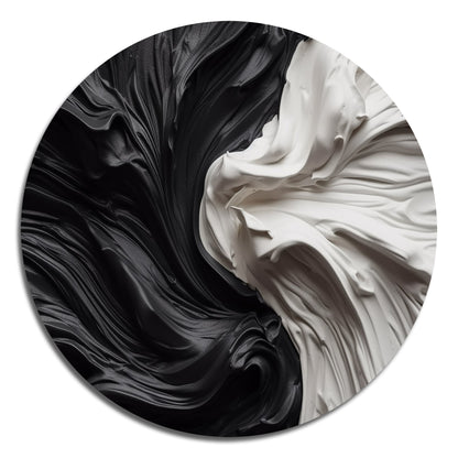 Designart Nero Bianco Marmo Dreamscape V Modern Geometric Metal Round Wall Art