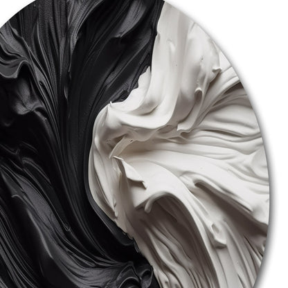 Designart Nero Bianco Marmo Dreamscape V Modern Geometric Metal Round Wall Art