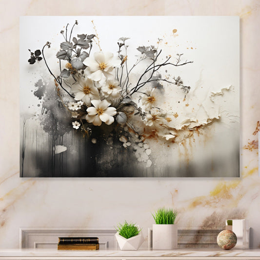 Designart Bohemian Earthly Floral Collage I Arte murale in metallo astratta per soggiorno