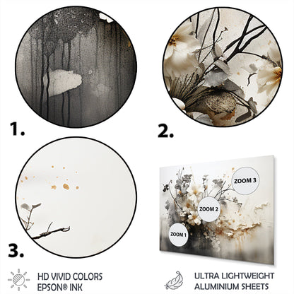 Designart Bohemian Earthly Floral Collage I Arte murale in metallo astratta per soggiorno