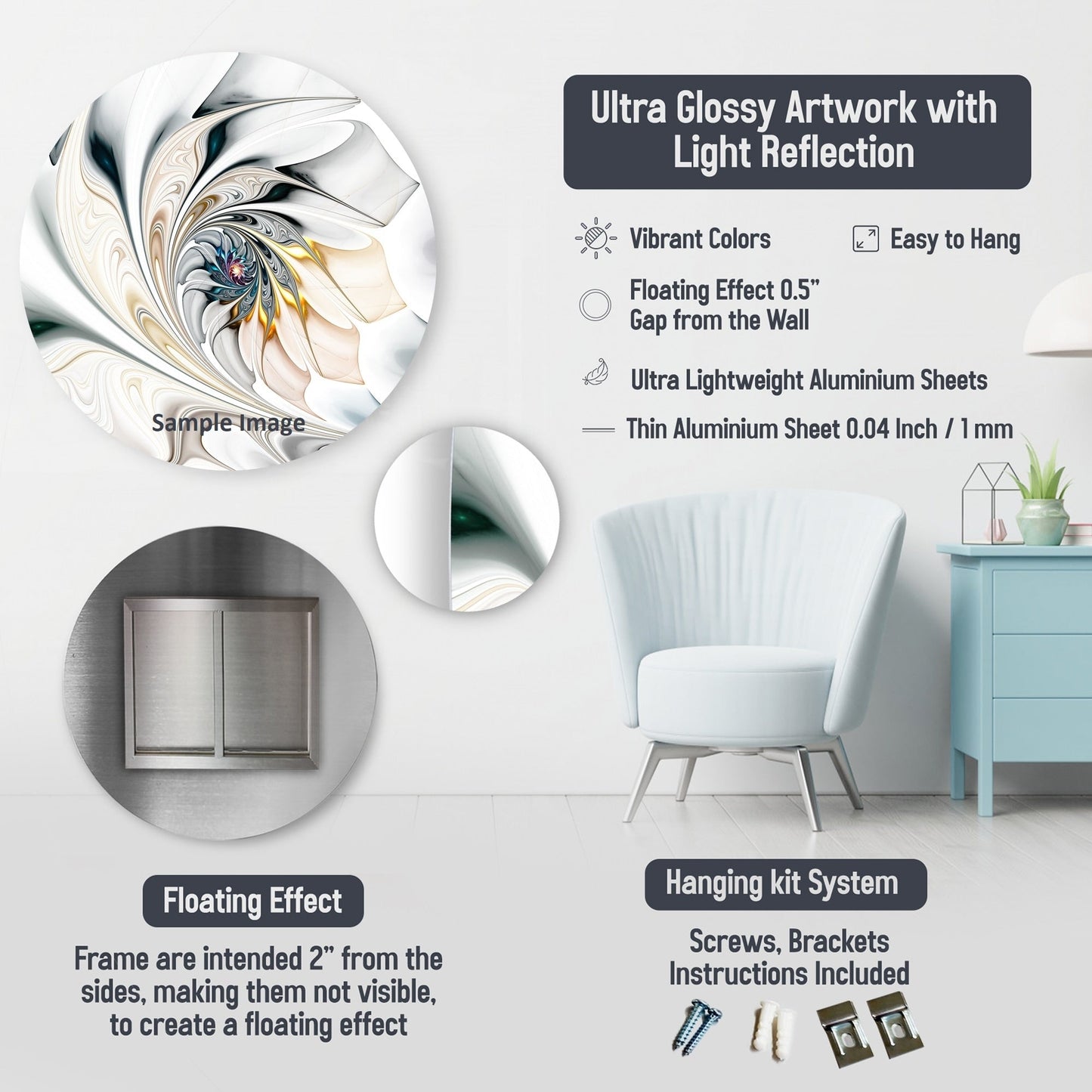 Designart Bohemian Earthly Floral Collage I Arte murale in metallo astratta per soggiorno