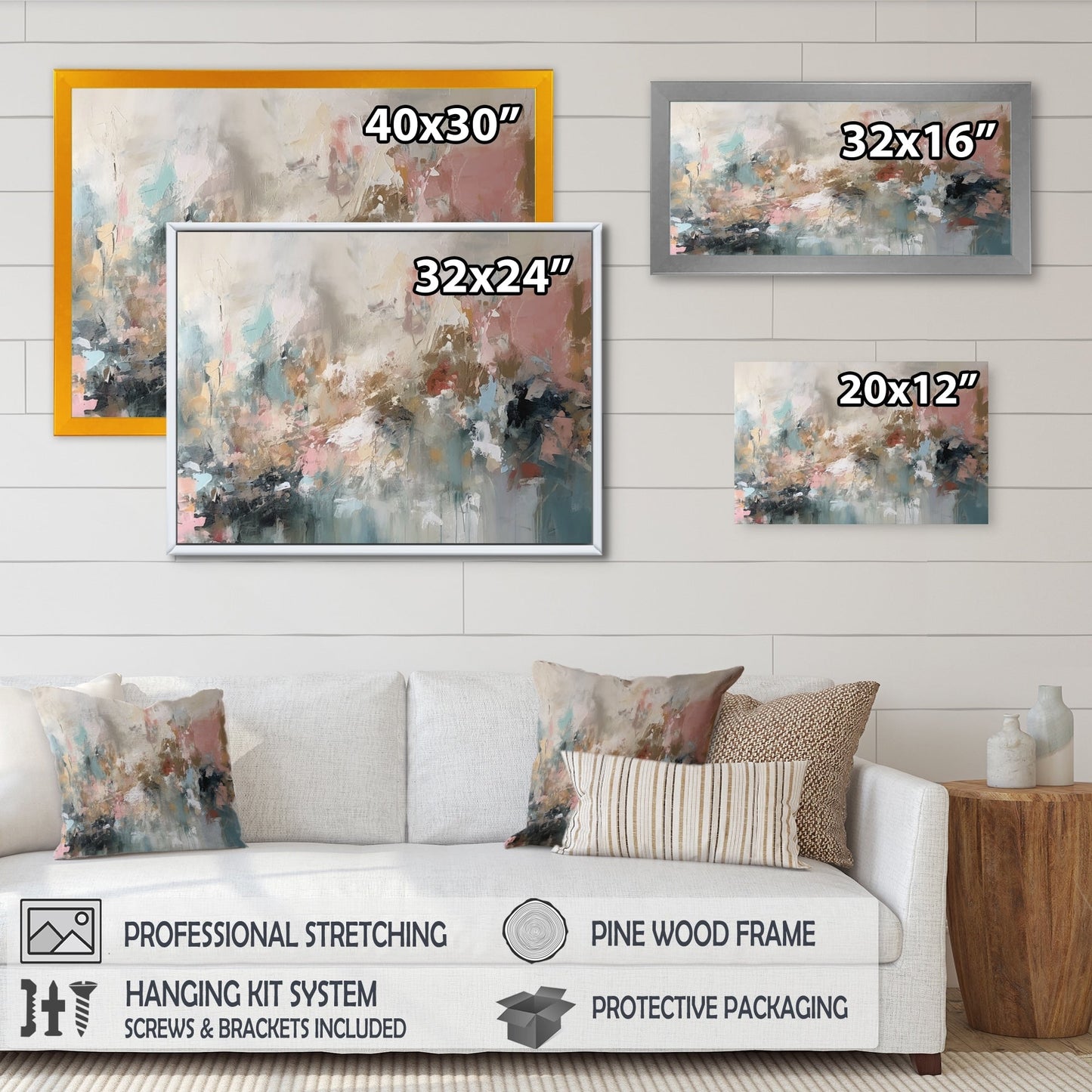 Designart Brushstroke Abstract Painting I Arte murale astratta con cornice per soggiorno