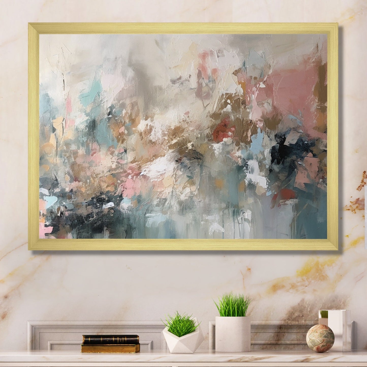Designart Brushstroke Abstract Painting I Arte murale astratta con cornice per soggiorno