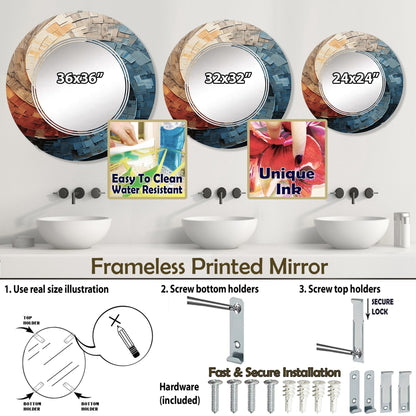 Specchio da parete moderno astratto a spirale collage Designart