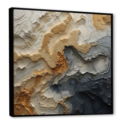 Designart - Dipinto astratto a spirale di fiume color oro e beige, con cornice in tela, arte murale