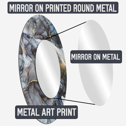 Specchio da soggiorno Designart Gold Black Timeless Turn con spirali astratte - Specchio rotondo grande moderno color oro