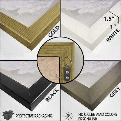 Designart Minimalismo Beige e Grigio Onda Orizzonte I Decorazione da Parete con Cornice Minimalismo Costiero