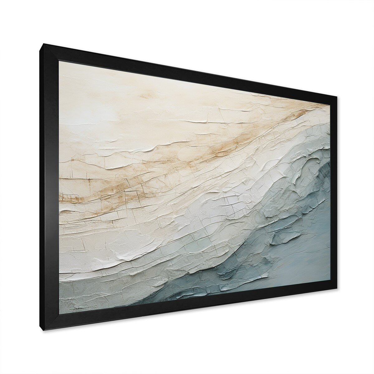 Designart Minimalismo Beige e Grigio Onda Orizzonte I Decorazione da Parete con Cornice Minimalismo Costiero