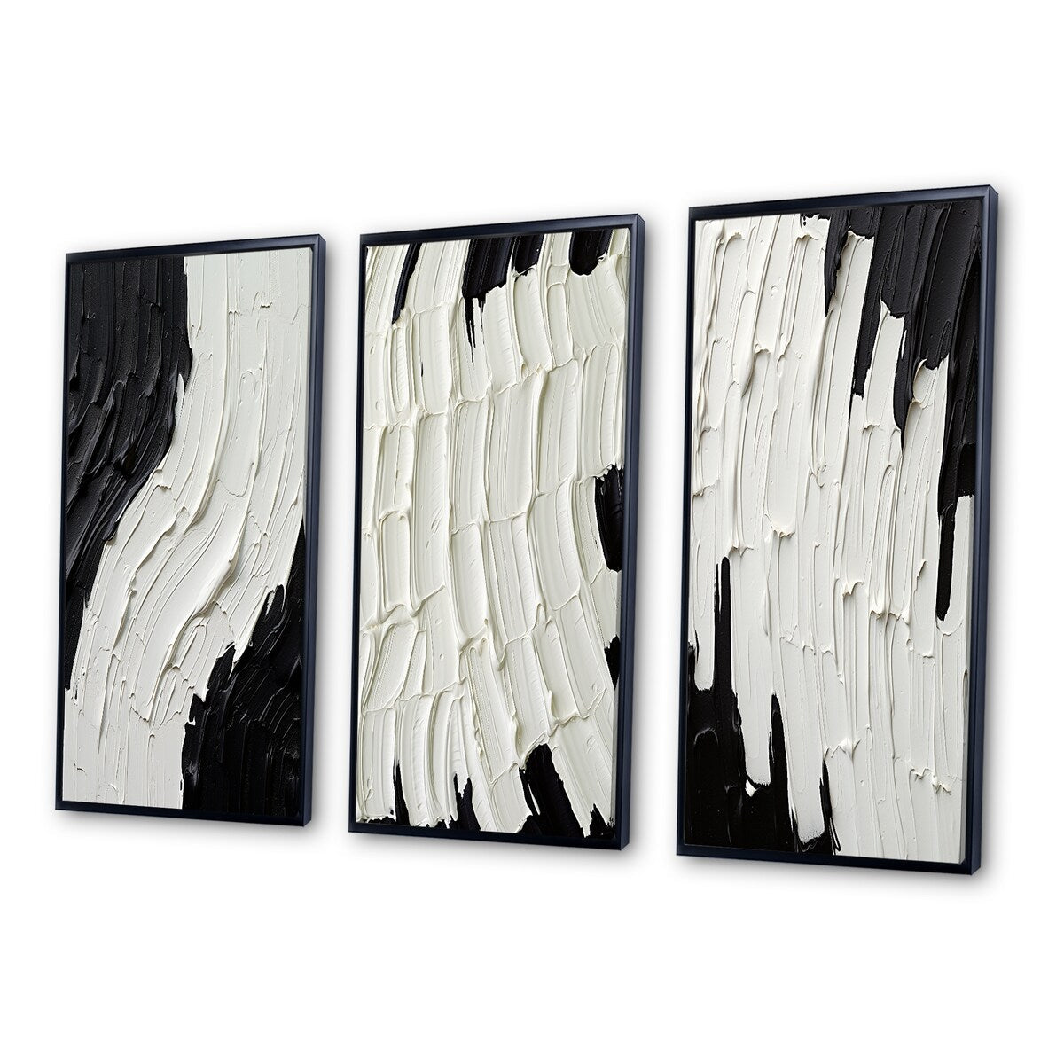 Designart Momentary Spirit Black And White Abstract II Set di 3 quadri astratti con cornice per galleria da parete per l'arredamento della casa