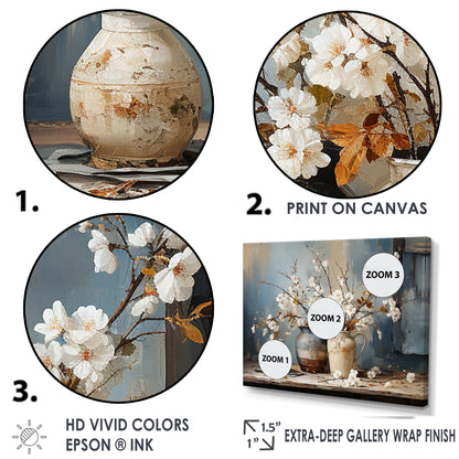 Designart Natura morta con fiori e ceramica I Albero su tela