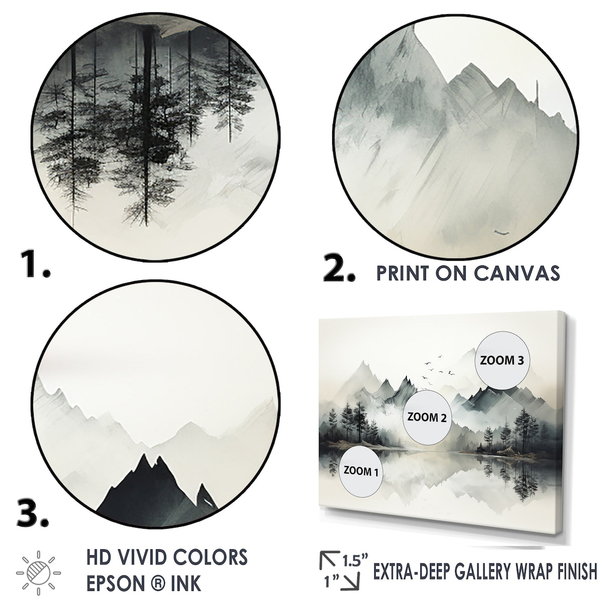 Designart Acquerello Lago e Foresta Sogno I Paesaggio Montagne Tela Incorniciata Arte Murale