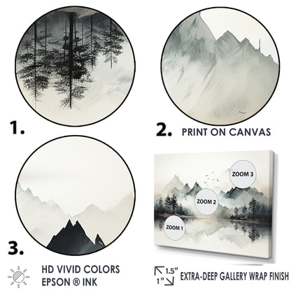 Designart Acquerello Lago e Foresta Sogno I Paesaggio Montagne Tela Incorniciata Arte Murale
