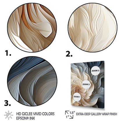 Decorazione murale astratta geometrica blu a spirale II con piume bianche e blu Designart - Decorazione murale moderna con cornice per ingresso