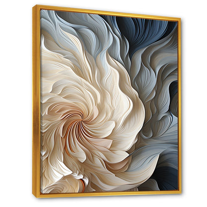 Decorazione murale astratta geometrica blu a spirale II con piume bianche e blu Designart - Decorazione murale moderna con cornice per ingresso