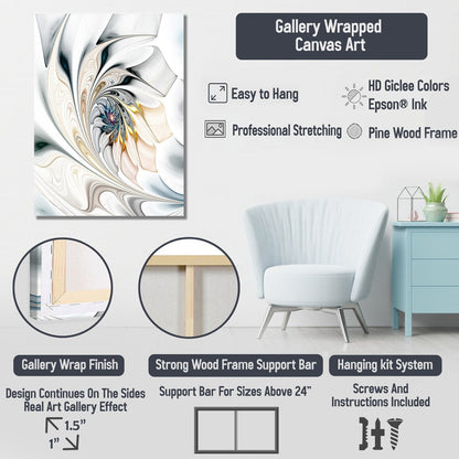 Designart White And Blue Feather Spiral II Abstract Geometric Wall Art Blue - Tela moderna avvolta per l'arredamento del corridoio