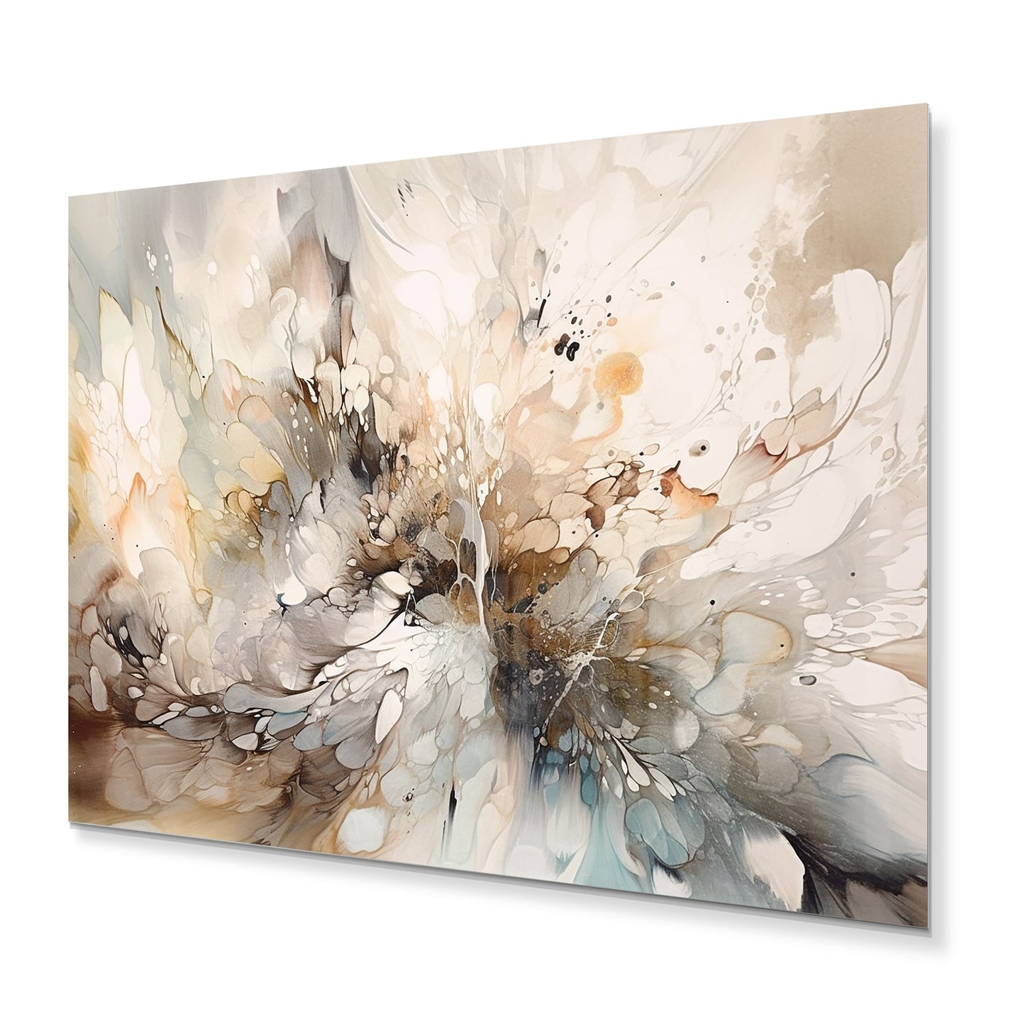 Designart Bianco e Grigio Profondità Geometriche I Moderna Arte Geometrica da Parete in Metallo