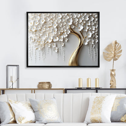 Designart White Orchid Tree Garden Of Branchs IV Tree Floral Framed Wall Art For Living Room