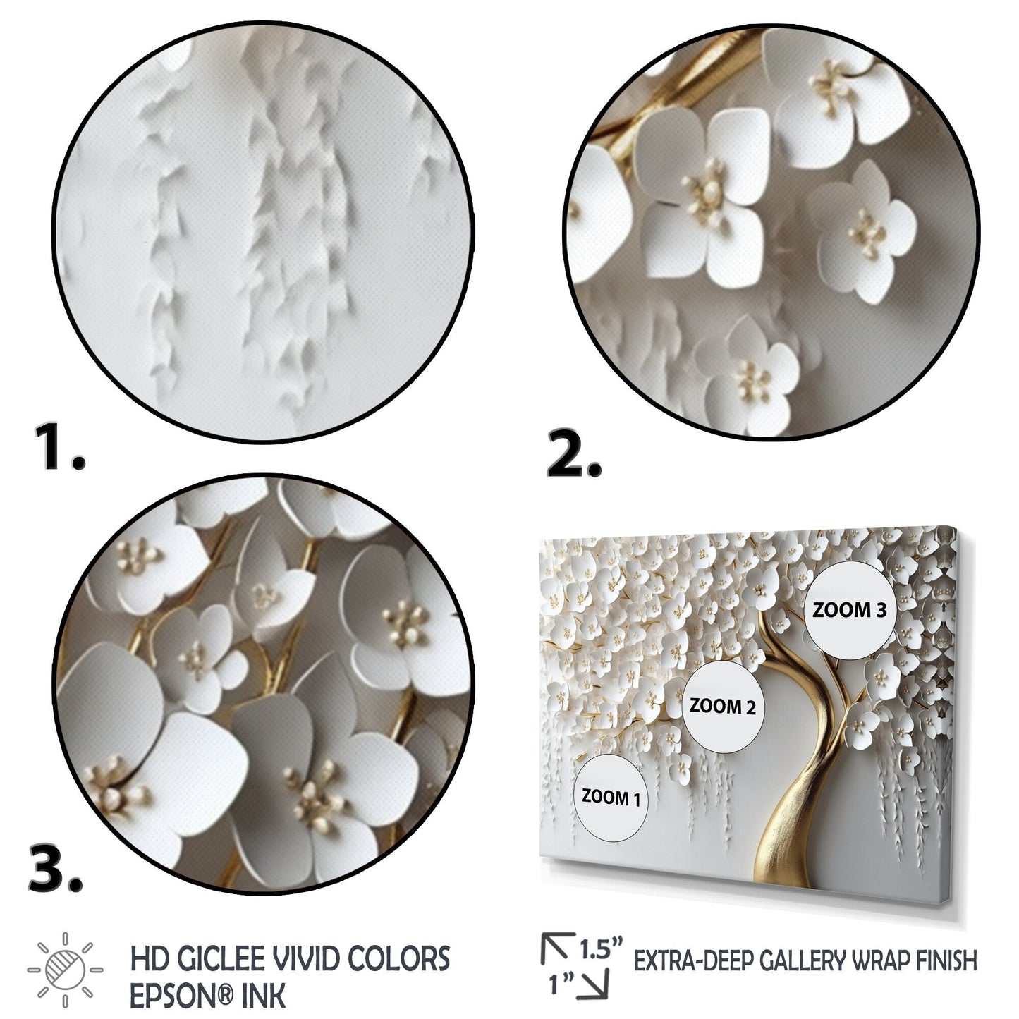 Designart White Orchid Tree Garden Of Branchs IV Tree Floral Framed Wall Art For Living Room