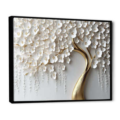 Designart White Orchid Tree Garden Of Branchs IV Tree Floral Framed Wall Art For Living Room