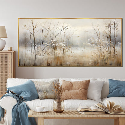 Designart Winter Meadow View Calmness II Decorazione murale Meadow Grey - Decorazione murale tradizionale in tela incorniciata per camera da letto