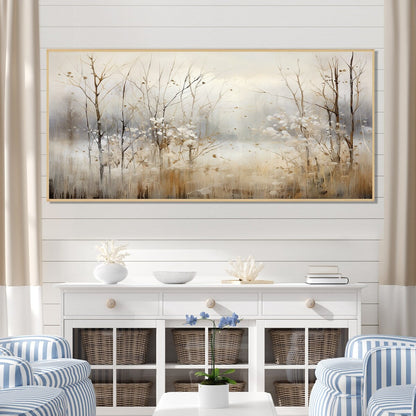 Designart Winter Meadow View Calmness II Decorazione murale Meadow Grey - Decorazione murale tradizionale in tela incorniciata per camera da letto