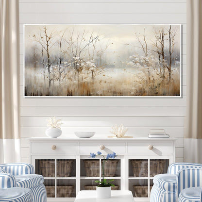 Designart Winter Meadow View Calmness II Decorazione murale Meadow Grey - Decorazione murale tradizionale in tela incorniciata per camera da letto