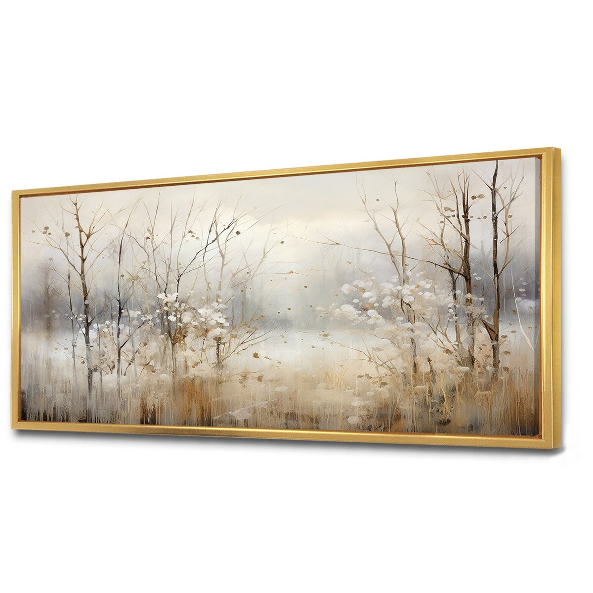 Designart Winter Meadow View Calmness II Decorazione murale Meadow Grey - Decorazione murale tradizionale in tela incorniciata per camera da letto
