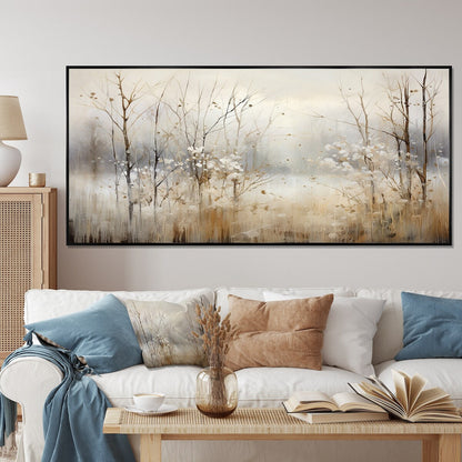 Designart Winter Meadow View Calmness II Decorazione murale Meadow Grey - Decorazione murale tradizionale in tela incorniciata per camera da letto