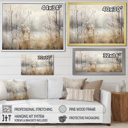 Designart Winter Meadow View Calmness II Decorazione murale Meadow Grey - Decorazione murale tradizionale in tela incorniciata per camera da letto
